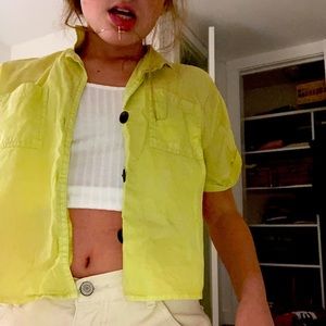 Vintage Lime Green Crop-top Polo🧟‍♀️🧝🏻